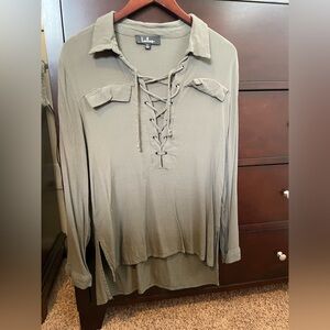 Olive Lace-Up Women's Top